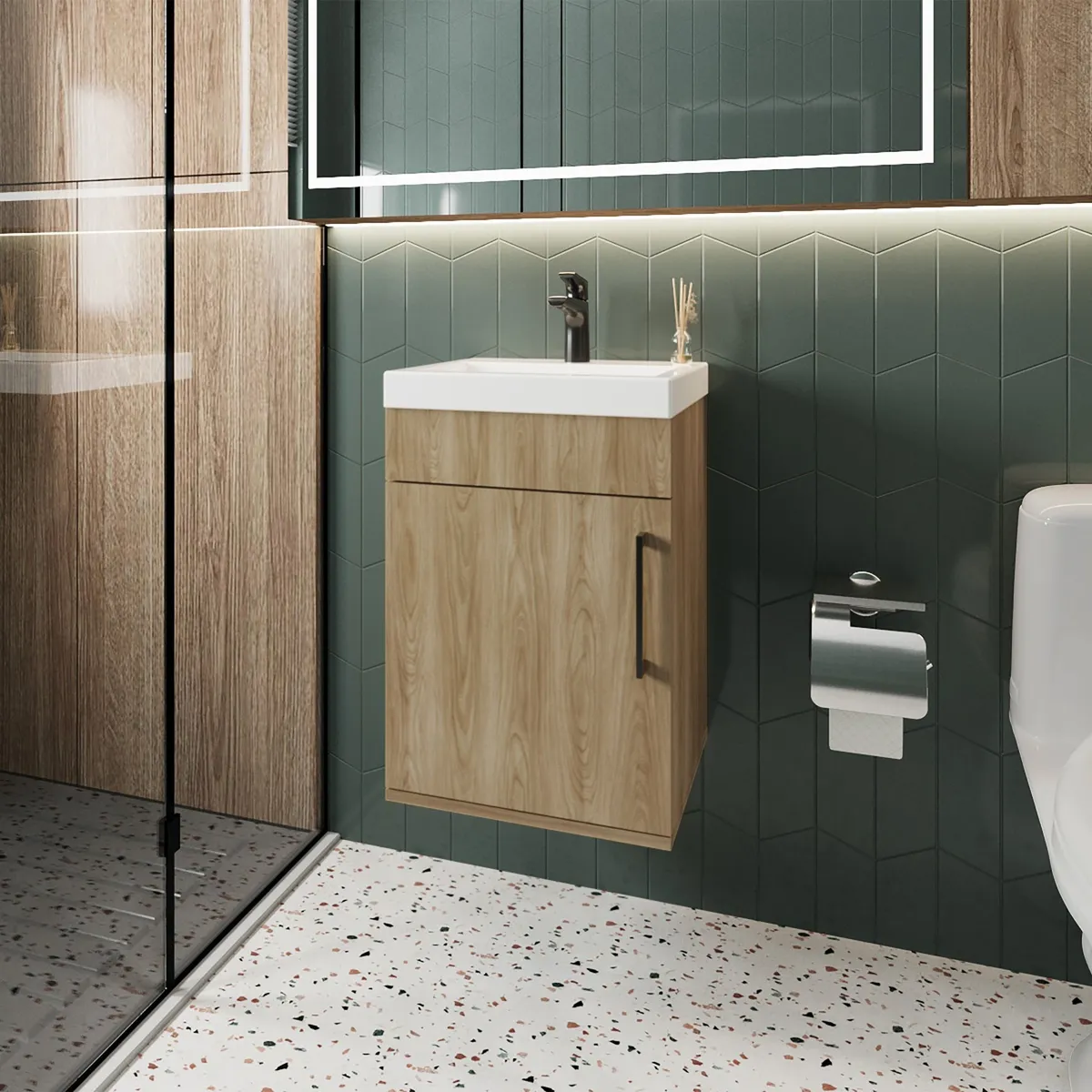Vanitorio Flotante Oxford 1 Puerta Fresno, marca TUHOME - Foto Principal