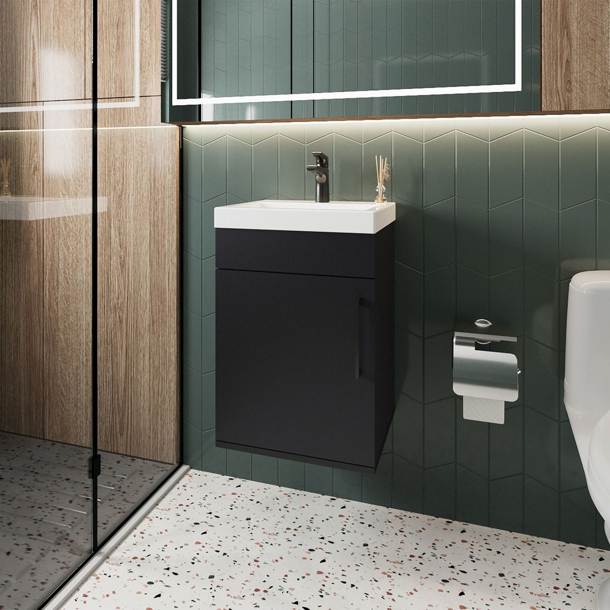 TUHOME - Vanitorio Flotante Oxford 1 Puerta Wengue
