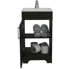TUHOME - Mueble De Baño Con Lavamanos Barcelona 1 Puerta Wengue