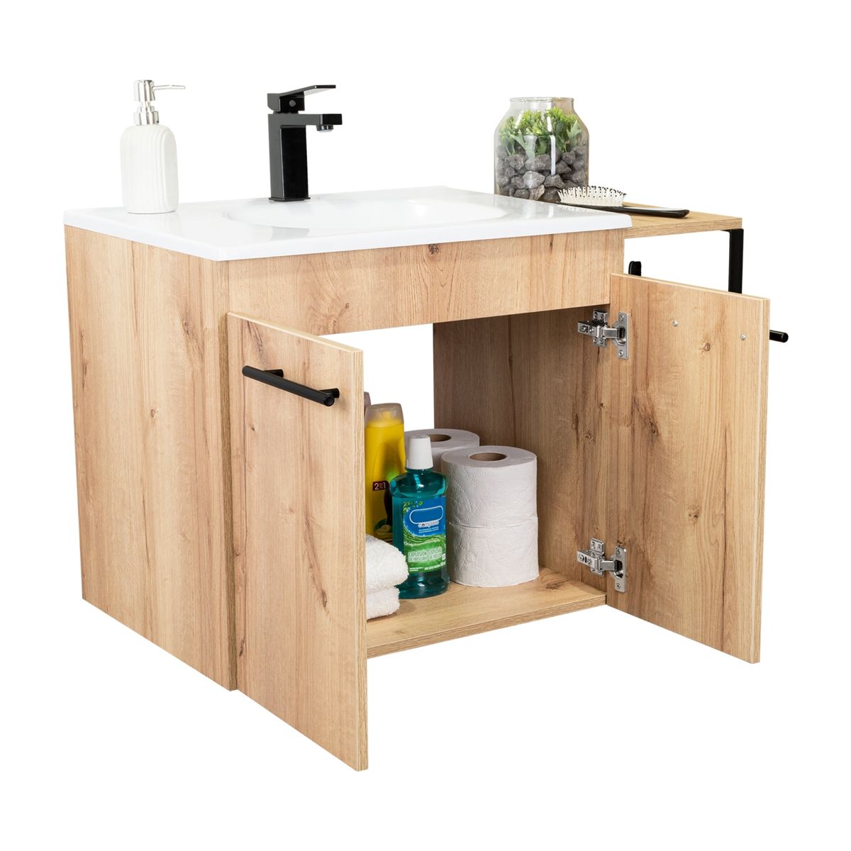 TUHOME - Mueble De Baño Flotante Con Lavamanos 2 Puertas  Duna