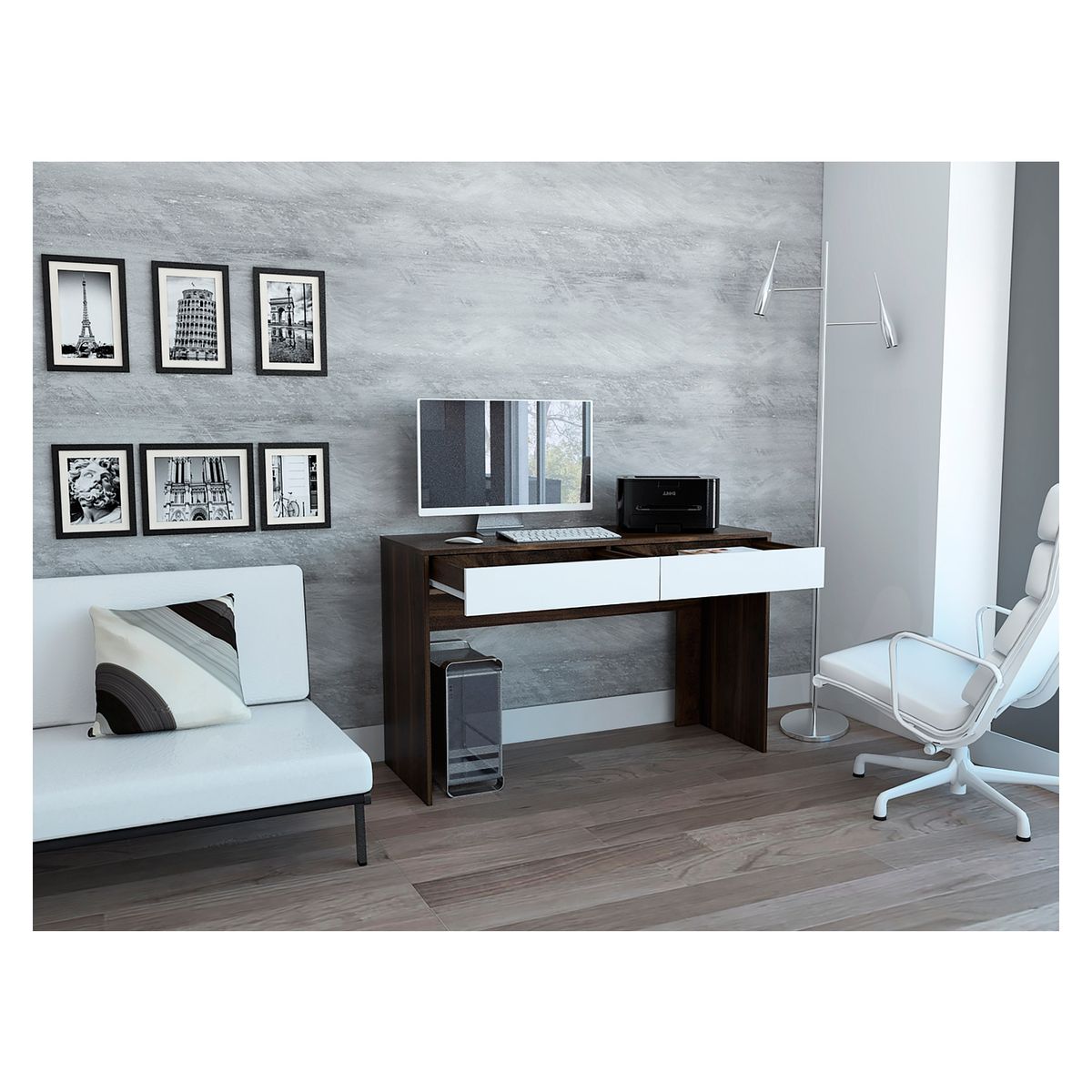 TUHOME - Escritorio Acre - Habano / Blanco Tuhome