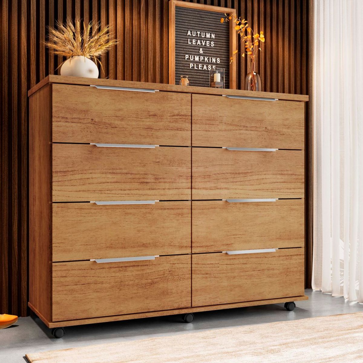 TAHUARI - Comoda 8 cajones Athenas cedro/arena