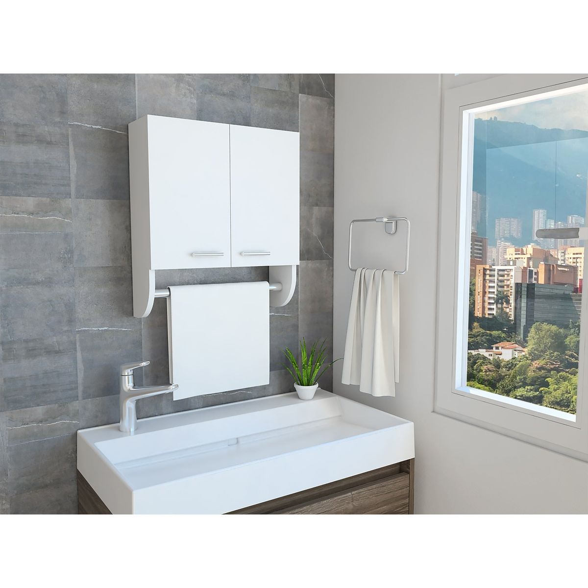 TUHOME - Botiquin 2 Puertas Bath Blanco 50x45x145 Cm Con Espejo