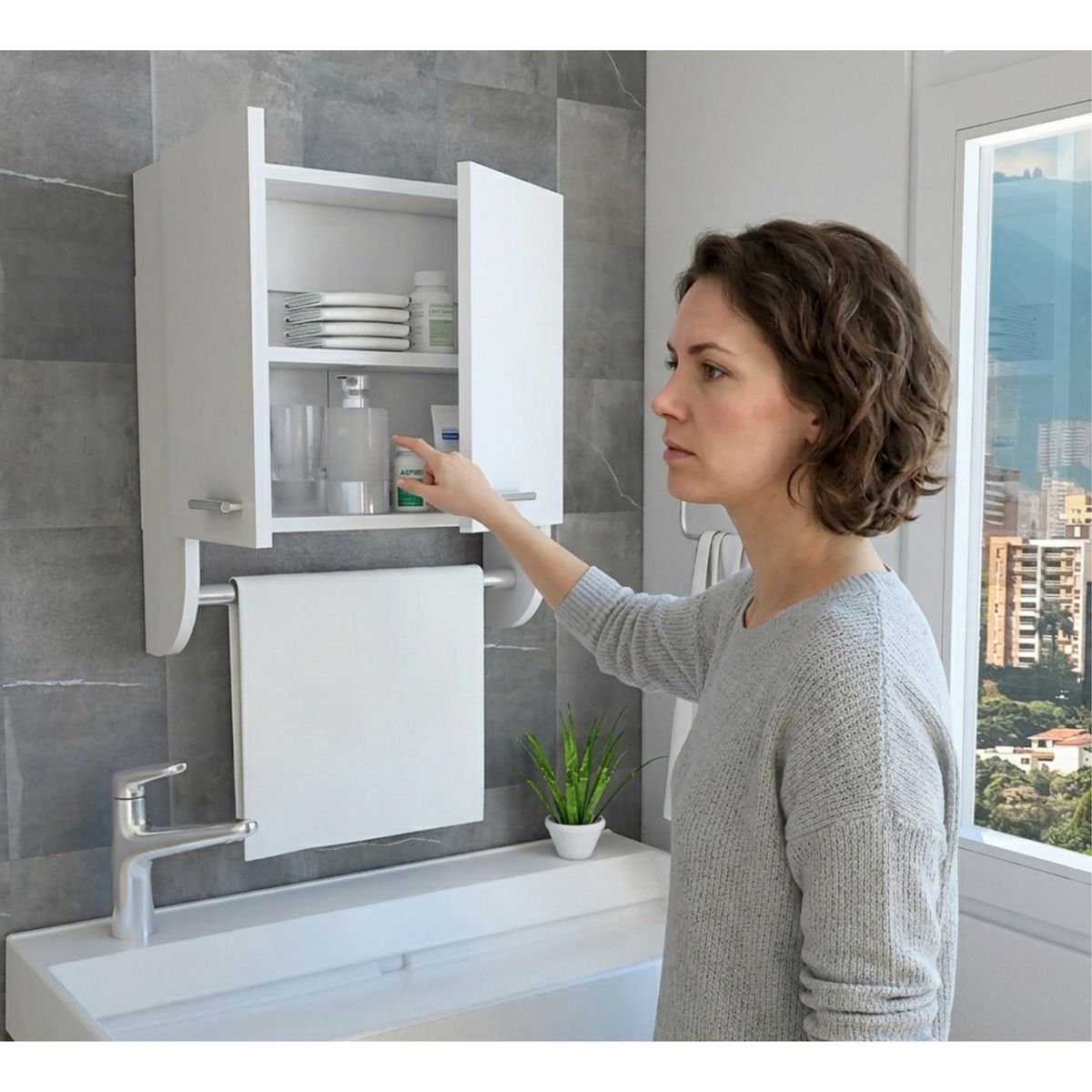 TUHOME - Botiquin 2 Puertas Bath Blanco 50x45x145 Cm Con Espejo