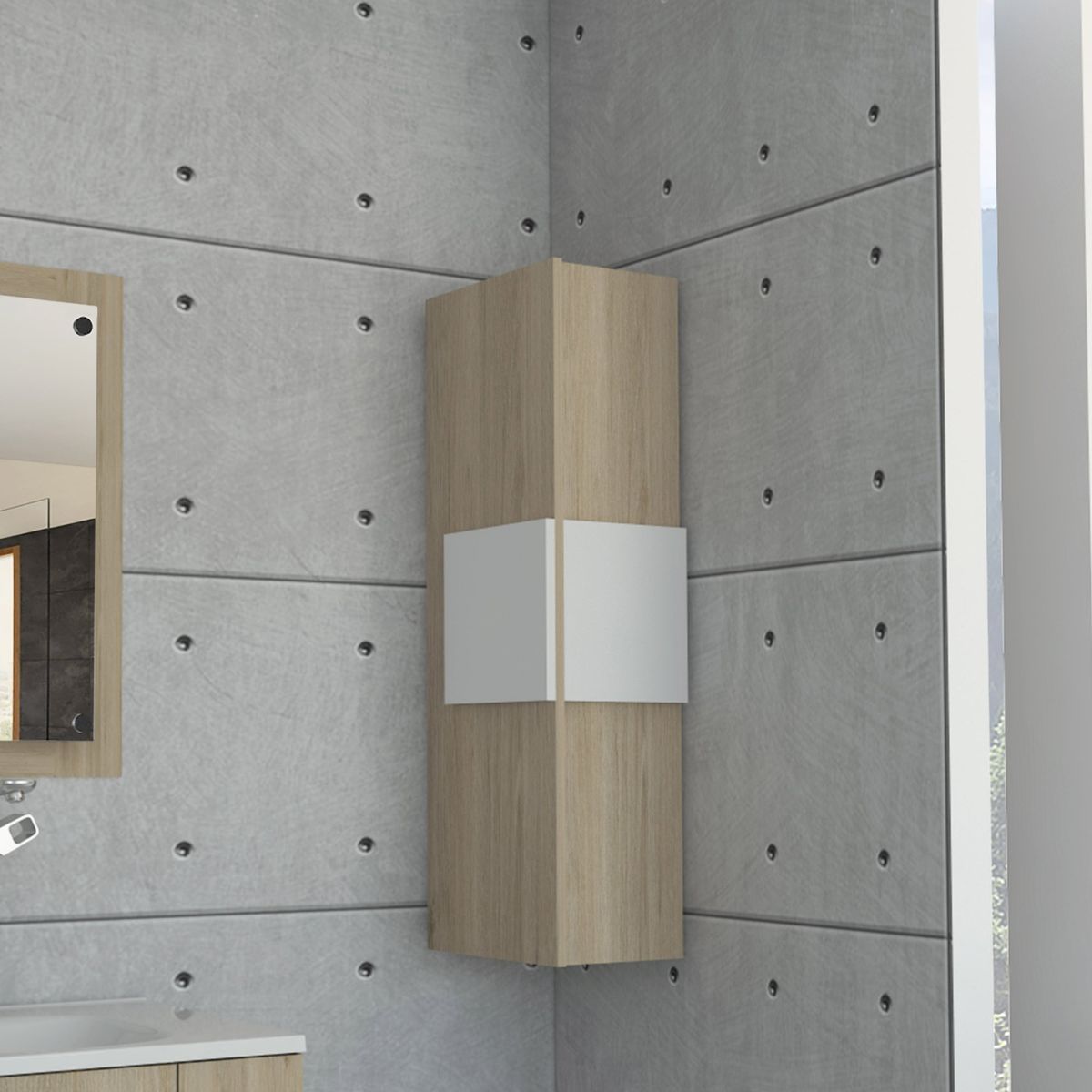 TUHOME - Mueble Organizador De Baño Vanguard Rovere Y Blanco