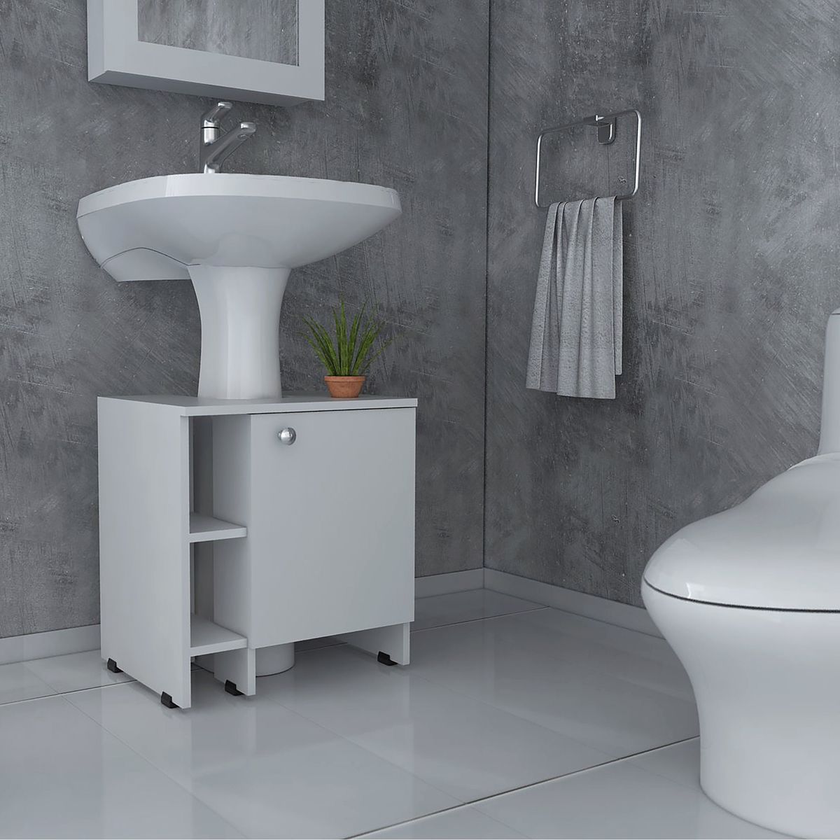 TUHOME - Mueble Para Lavamanos Bath 1 Puerta 509x47x374 Cm Blanco