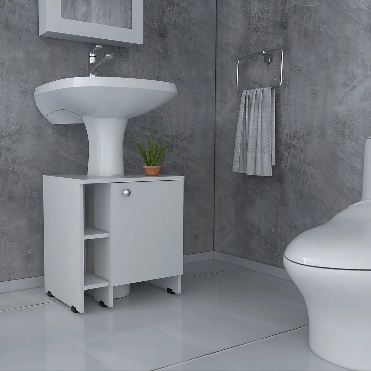 TUHOME - Mueble Para Lavamanos Bath 1 Puerta 509x47x374 Cm Blanco