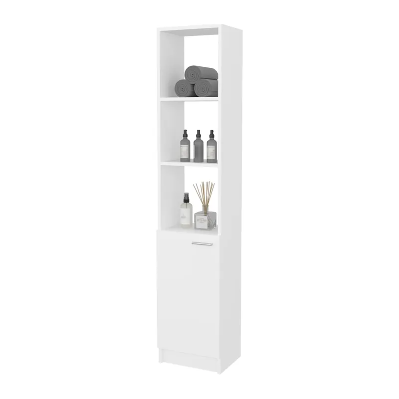 TUHOME - Estante Organizador De Baño 1 Puerta Bath 3 Repisas Blanco