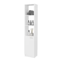 TUHOME - Estante Organizador De Baño 1 Puerta Bath 3 Repisas Blanco