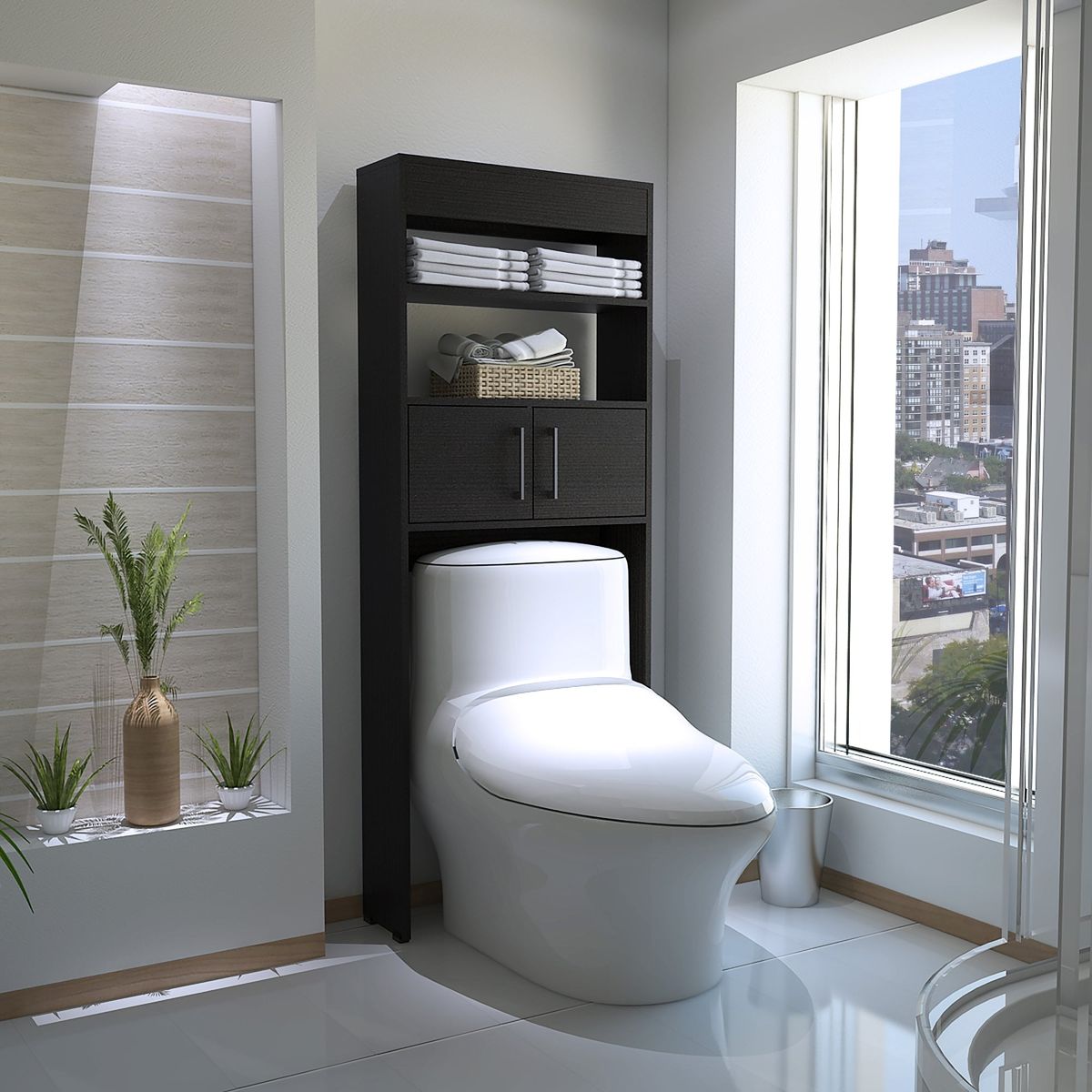 TUHOME - Estante Wc Madrid 2 Puertas 160x624x203 Cm Wengue