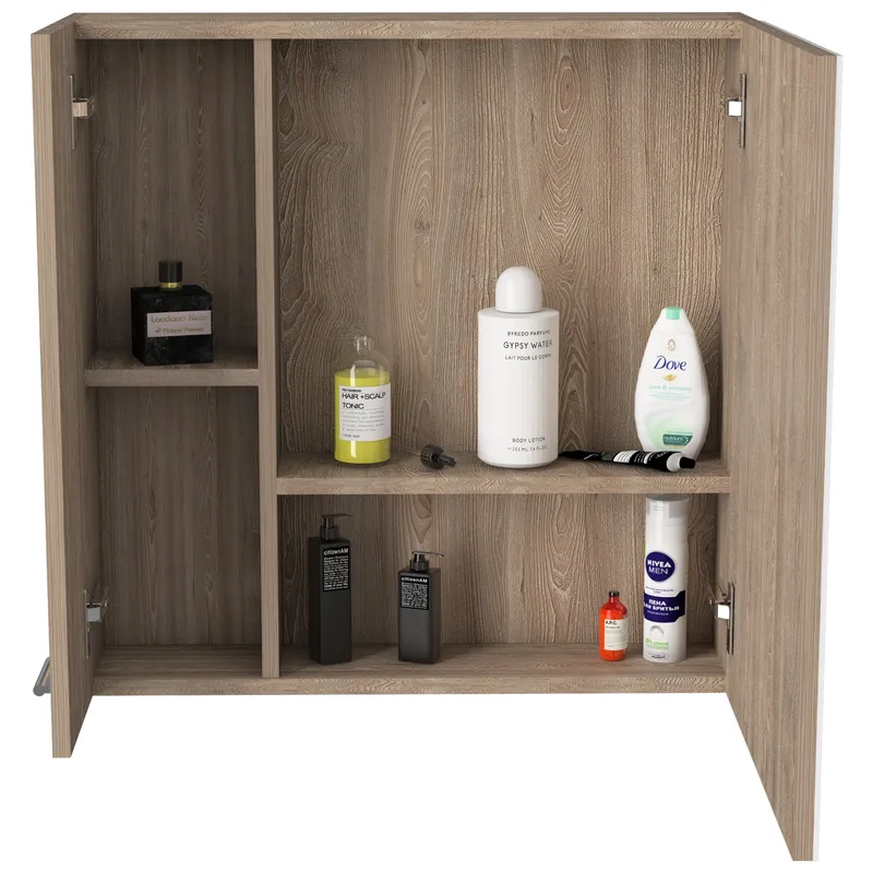 TUHOME - Botiquin 2 Puertas Barcelona Con Espejo 60x60x149 Cm Miel
