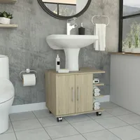 Mueble Para Lavamanos 2 Puertas Bath-55 Rovere Y Blanco