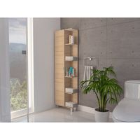 Estante Organizador De Baño 1 Puerta Rovere Y Blanco