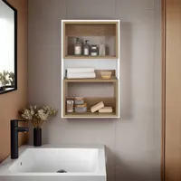 Mueble Auxilar Muro Baño Eco Blanco Y Fresno
