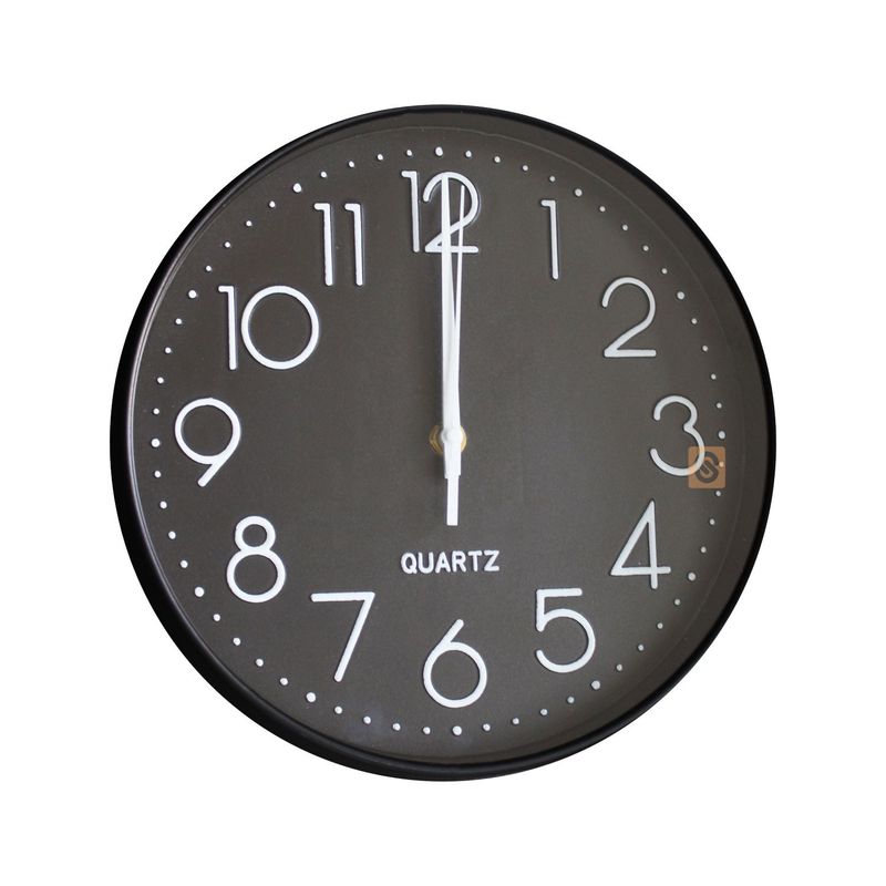 GENERICO - Reloj de Pared Negro 25cm con Números Blancos - SC