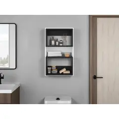 TUHOME - Mueble Auxilar Muro Baño Eco Blanco Y Wengue