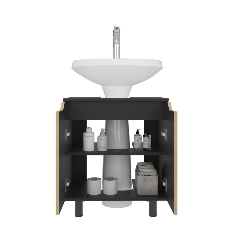 TUHOME - Mueble Para Lavamanos Marlo 2 Puertas Wengue Y Fresno
