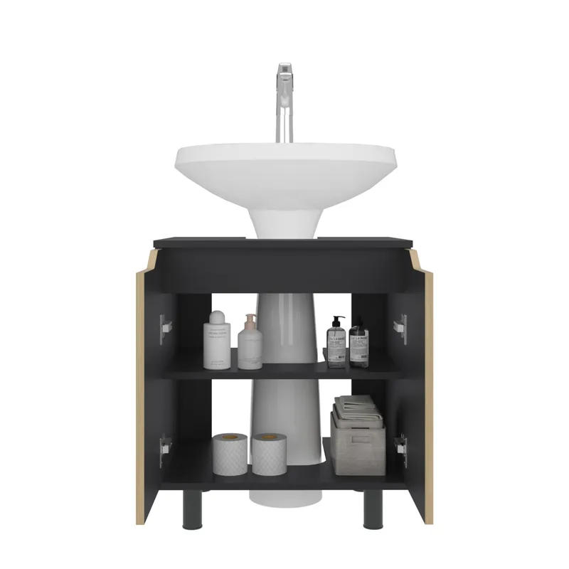 TUHOME - Mueble Para Lavamanos Marlo 2 Puertas Wengue Y Fresno