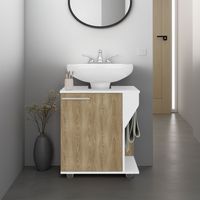 Mueble Para Lavamanos Phillips 1 Puerta Blanco Y Fresno