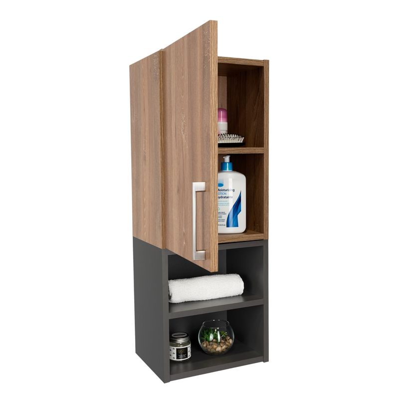 TUHOME - Mueble Auxiliar Muro Baño 1 Puerta Miel Y Plomo