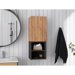 TUHOME - Mueble Auxiliar Muro Baño 1 Puerta Miel Y Plomo