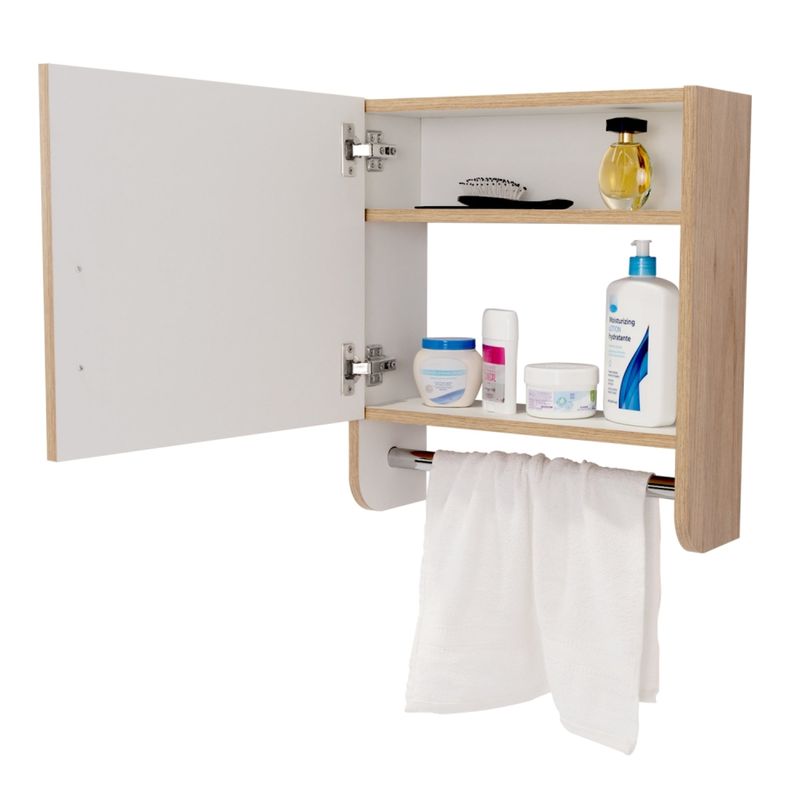 TUHOME - Botiquin 1 Puerta Con Espejo Y Colgador Bath Rovere Y Blanco