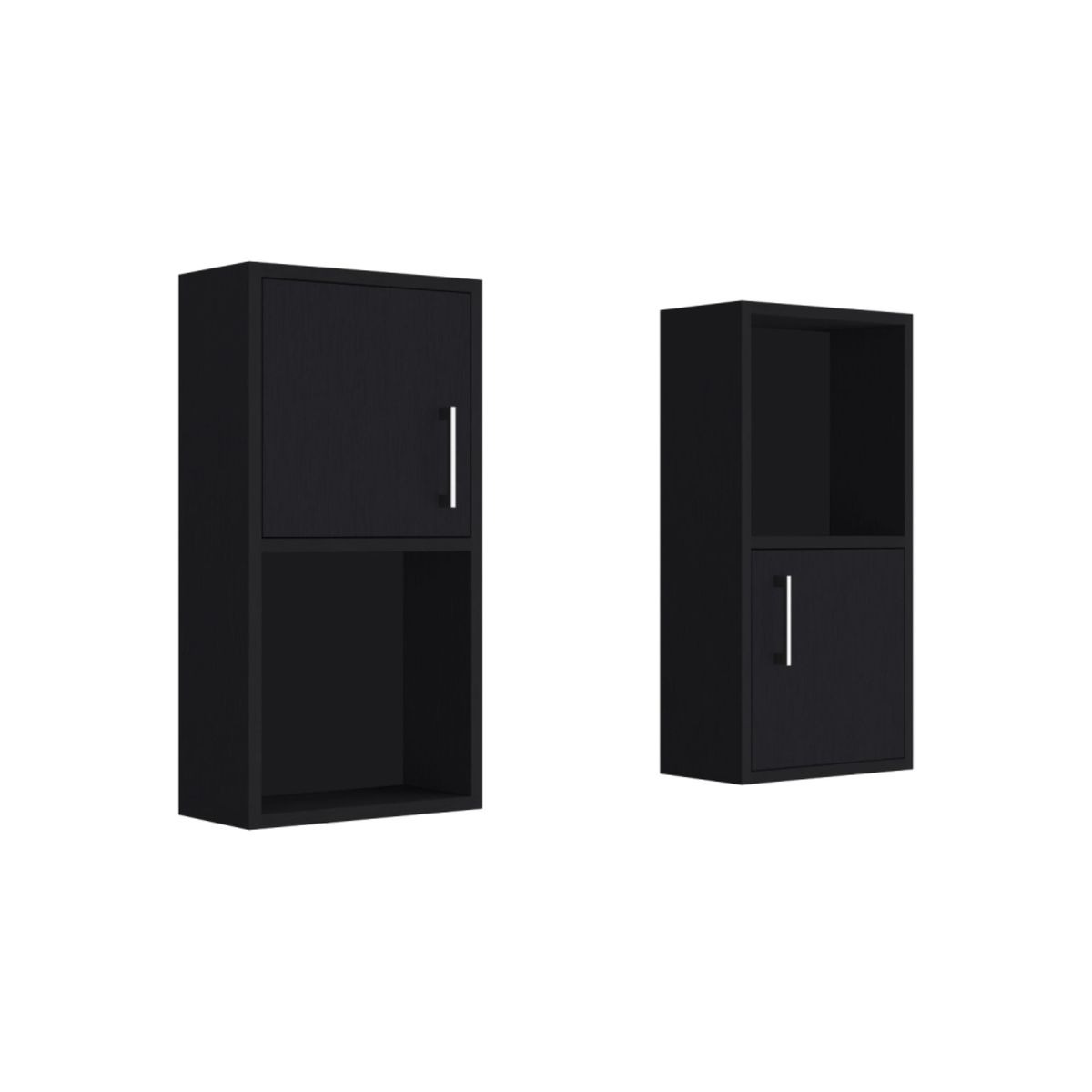 TUHOME - Mueble Auxiliar Con 1 Puerta X2 Unidades - Negro 60.1x30x16 cm