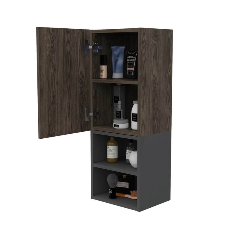 TUHOME - Mueble Auxiliar Muro Baño 1 Puerta Coñac Y Plomo