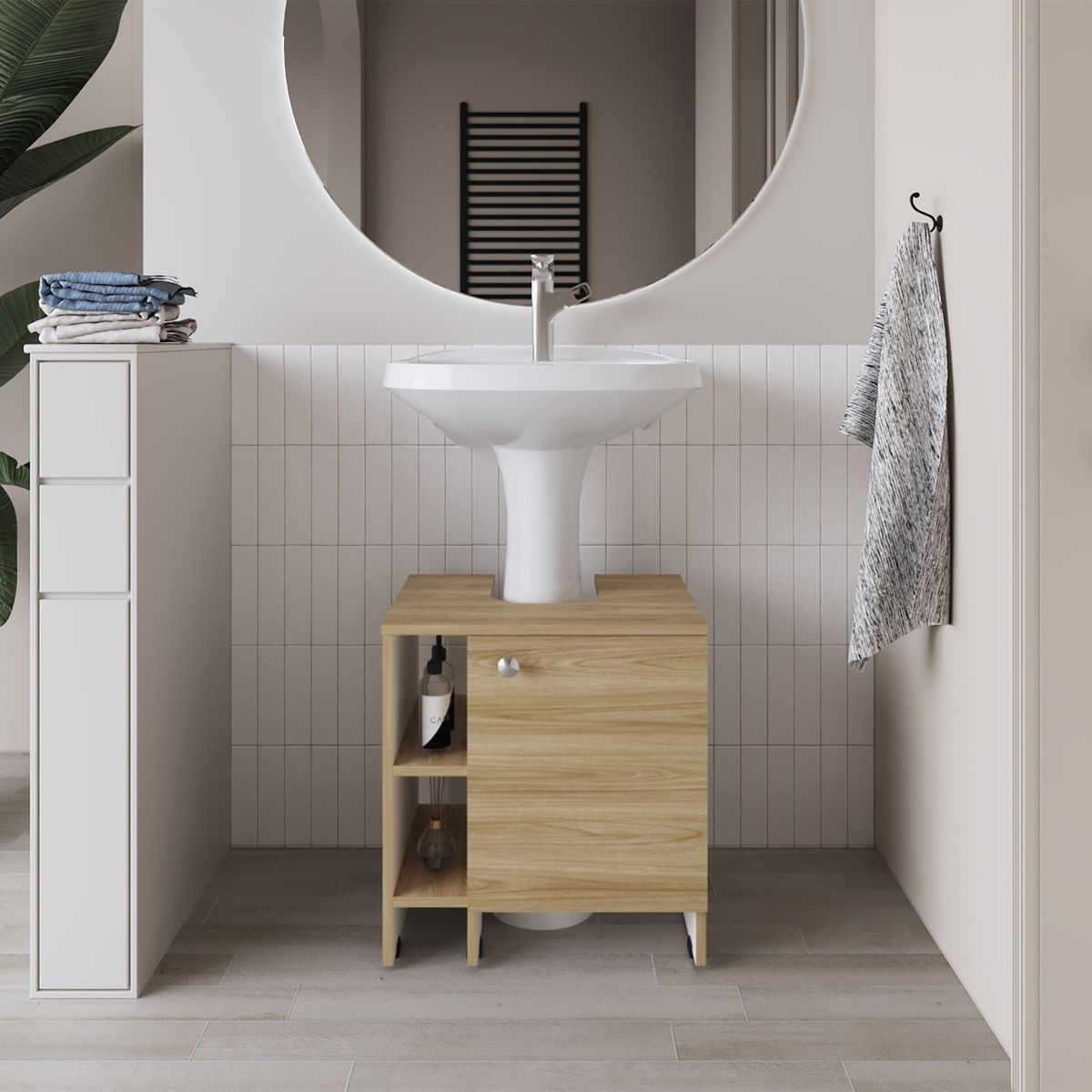 TUHOME - Mueble Para Lavamanos 1 Puerta 509x47x374 Cm Fresno Europeo
