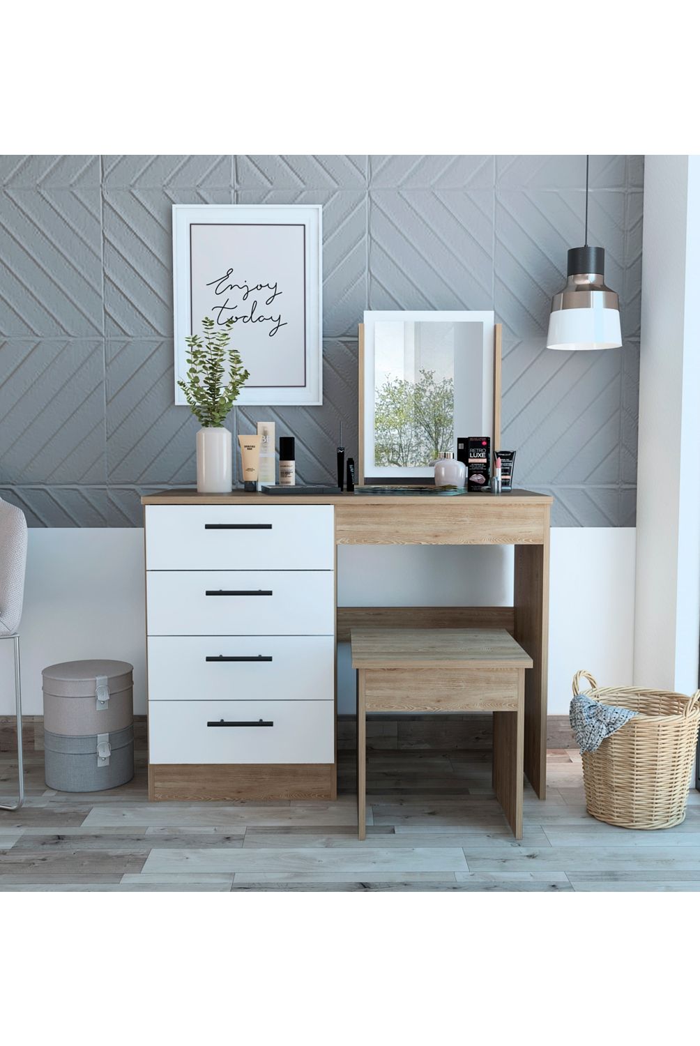 TUHOME - Mueble de Tocador Kaia Miel/Blanco Tuhome