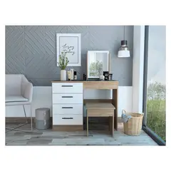 TUHOME - Mueble de Tocador Kaia Miel/Blanco