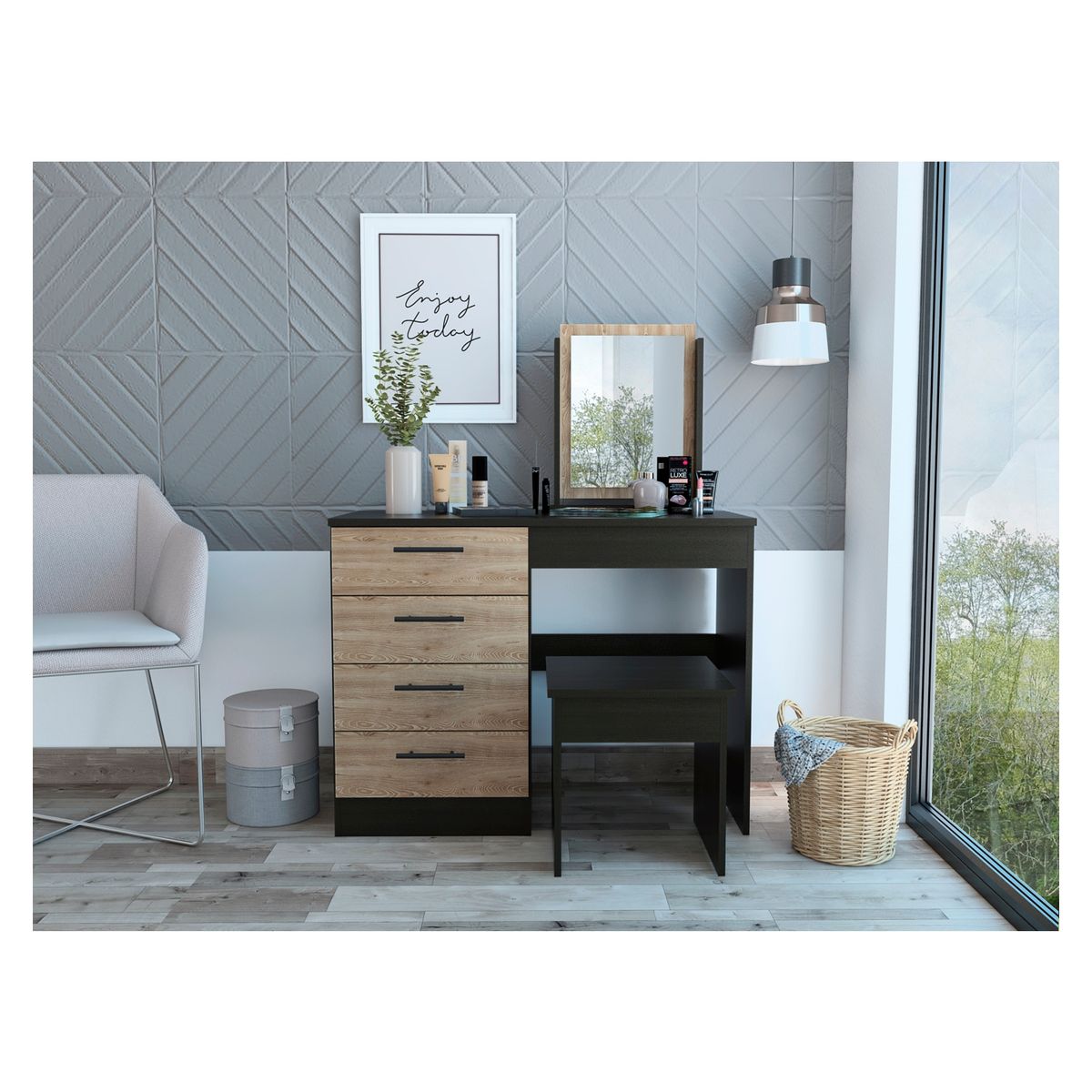 TUHOME - Mueble De Tocador Kaia -Wengue/Miel Tuhome