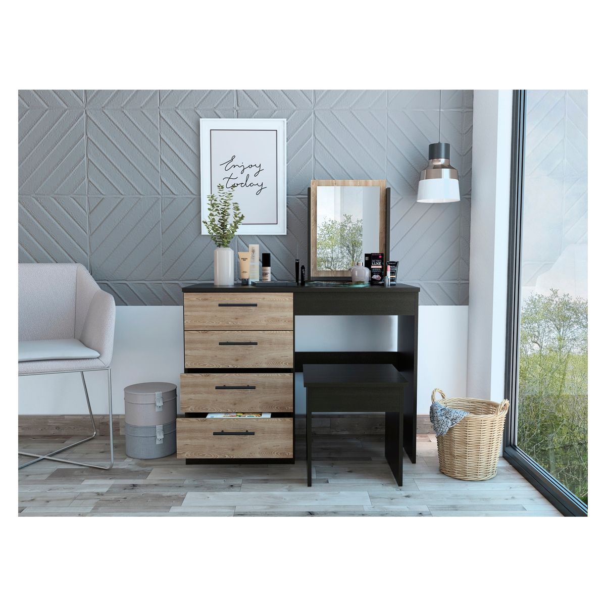 TUHOME - Mueble De Tocador Kaia -Wengue/Miel Tuhome
