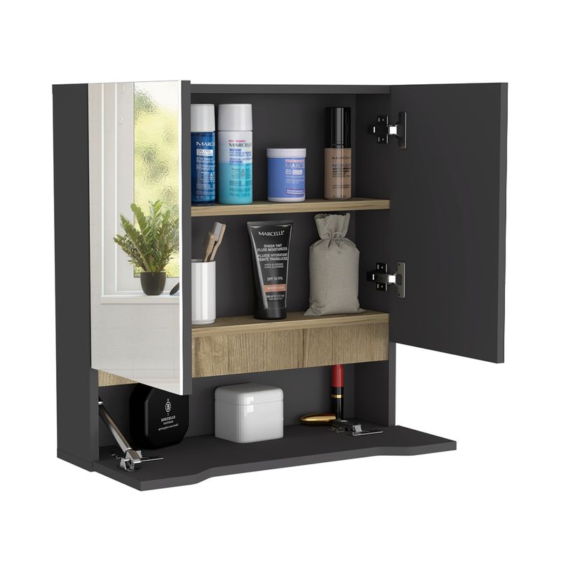 TUHOME - Botiquin Laurent Plomo 2 Puertas 62x60x15 Cm Con Espejo