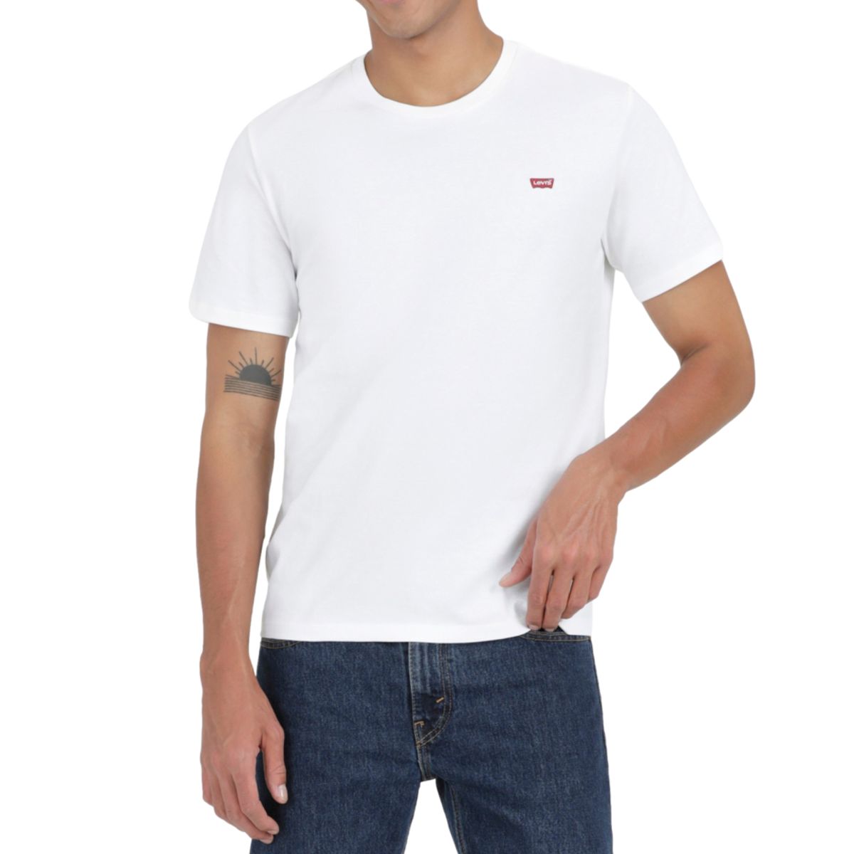 LEVIS - Polera Hombre Cuello Redondo Blanco Levis