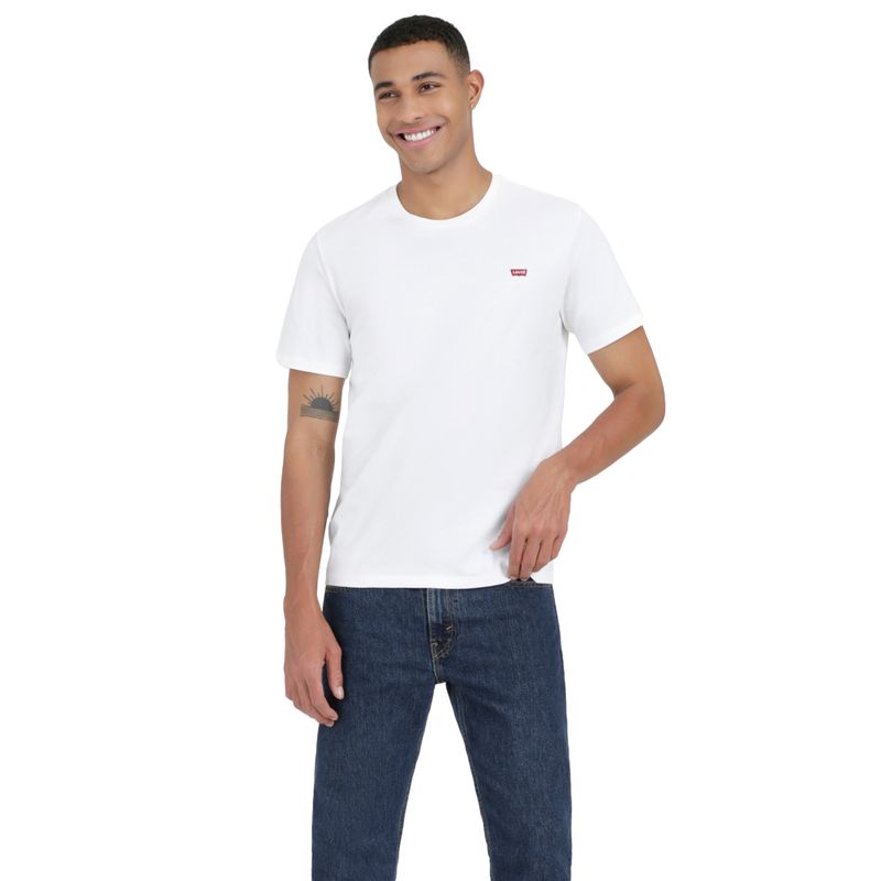 LEVIS - Polera Hombre Cuello Redondo Blanco Levis