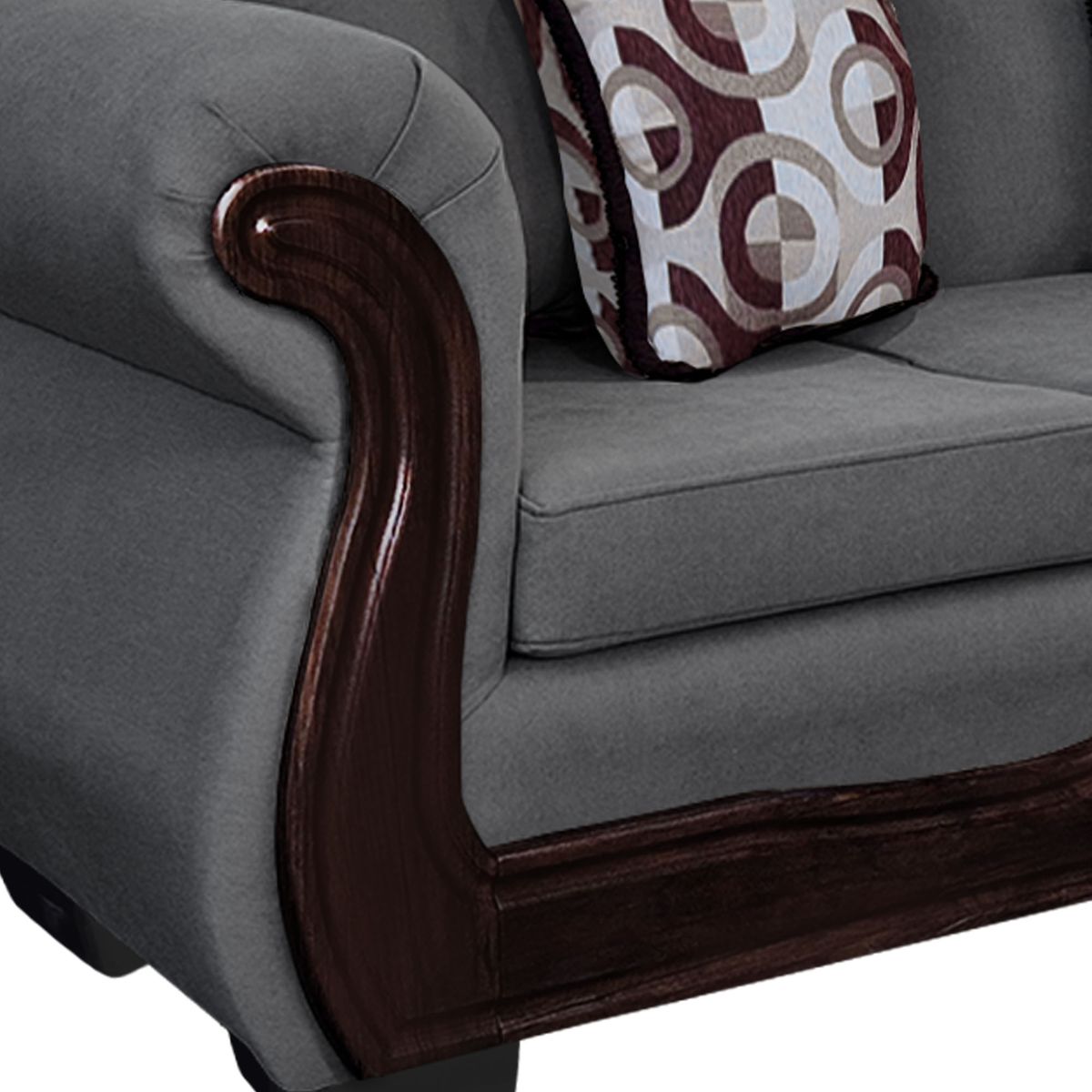 AMERICA DECORA - Living Con Resorte Estructural 6 Cuerpos Búfalo 4+1+1 Chenille Gris