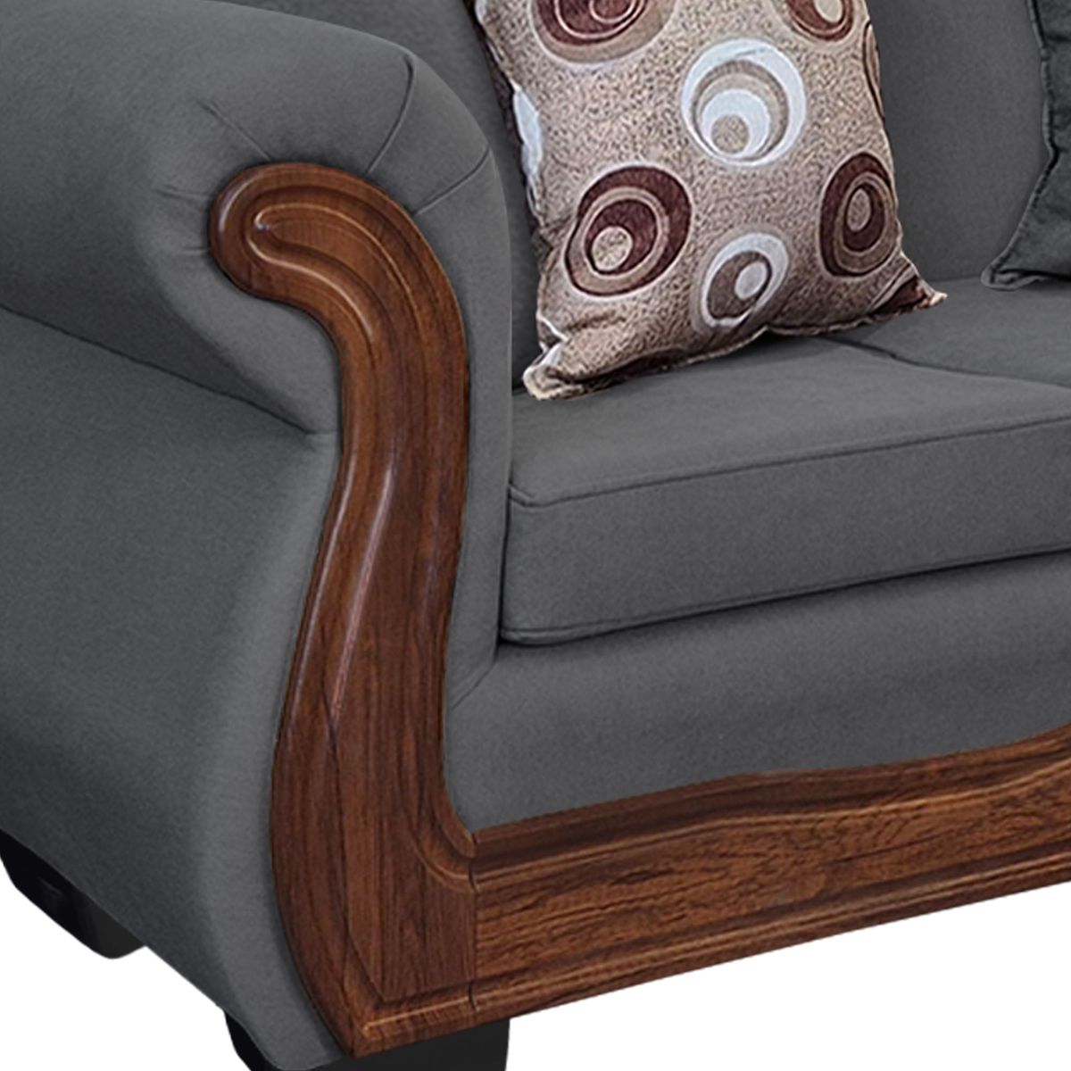 AMERICA DECORA - Living Con Resorte Estructural 6 Cuerpos Búfalo 4+1+1 Chenille Gris X.