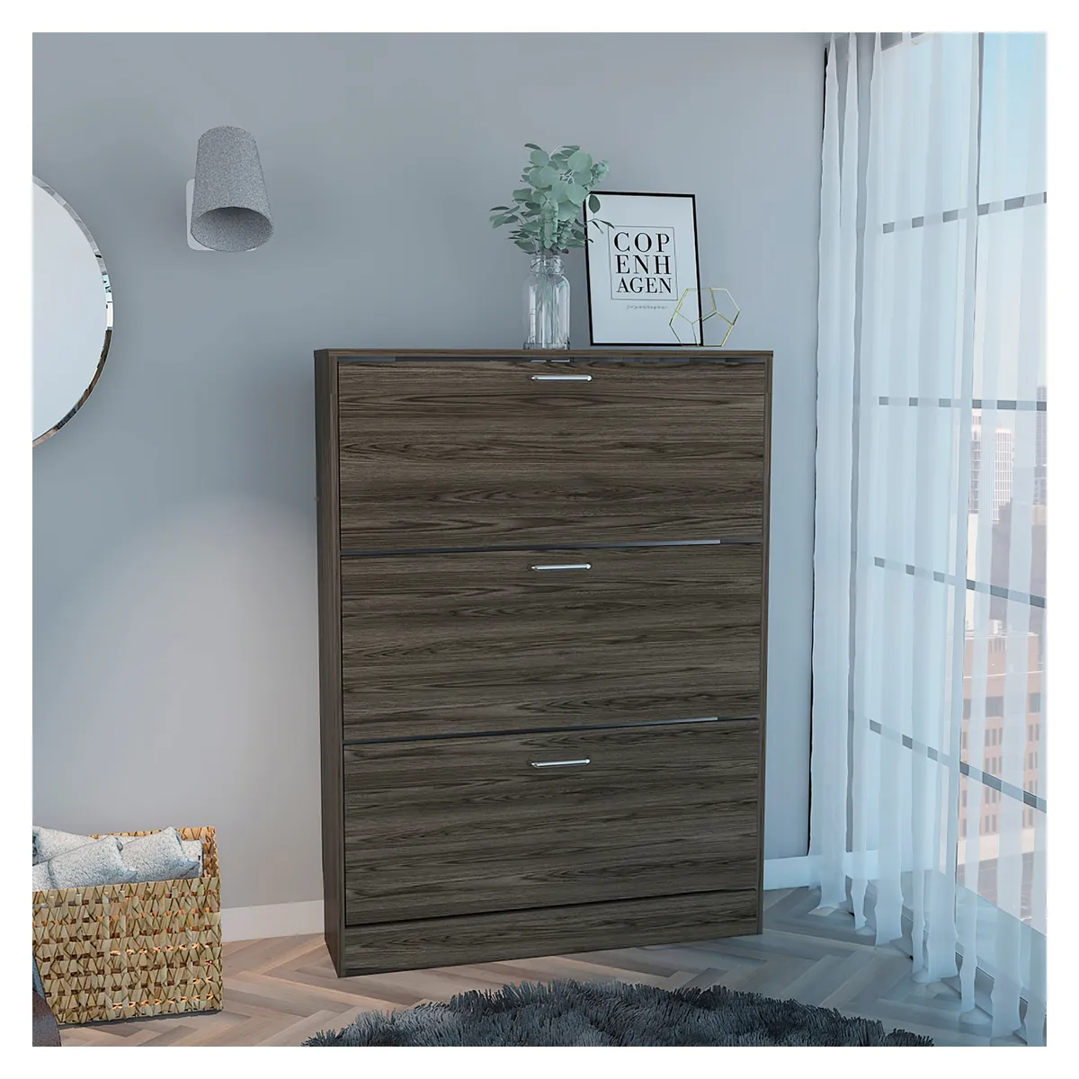 TUHOME - Zapatero 18 Pares Coñac/Blanco Tuhome