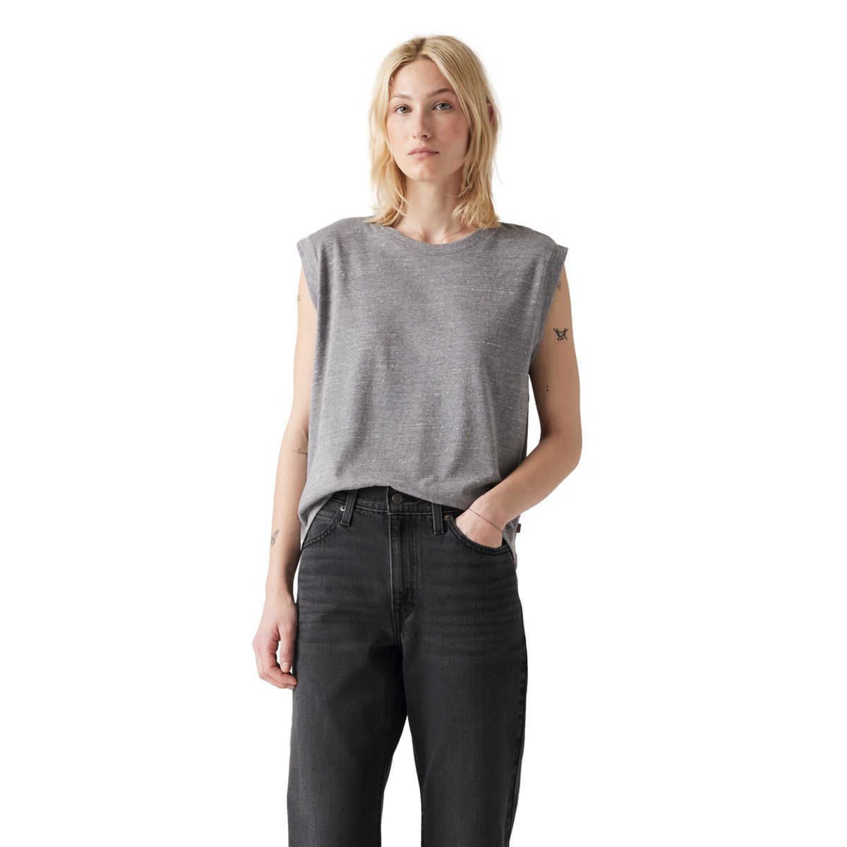 LEVIS - Polera Mujer Boxy Tank Gris Levis