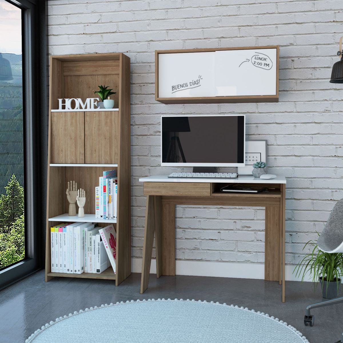 TUHOME - Escritorio + Gabinete + Biblioteca