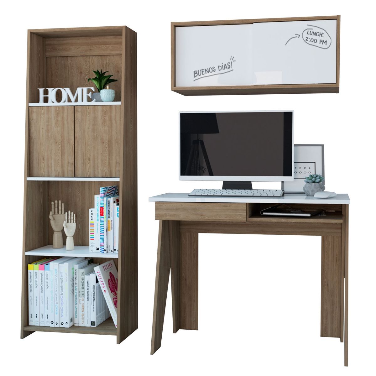 TUHOME - Escritorio + Gabinete + Biblioteca