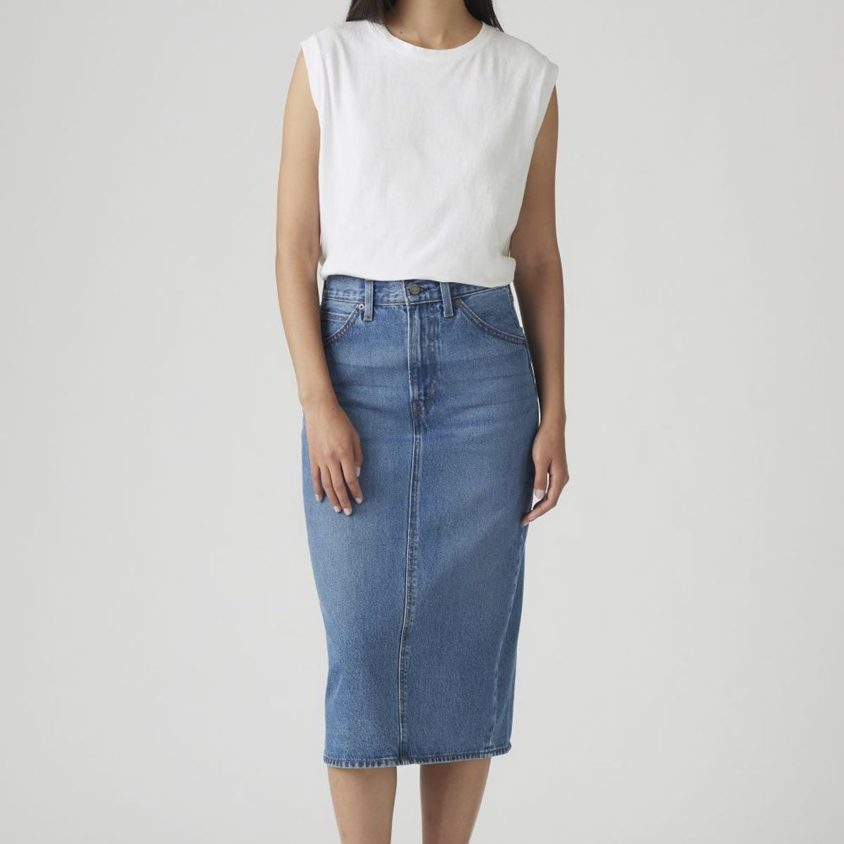 LEVIS - Falda Mujer Hr Back Slit Skirt Celeste Levis