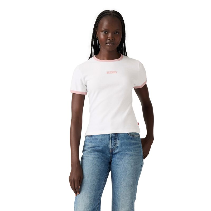 LEVIS - Polera Mujer Graphic Ringer Rickie Blanco Levis