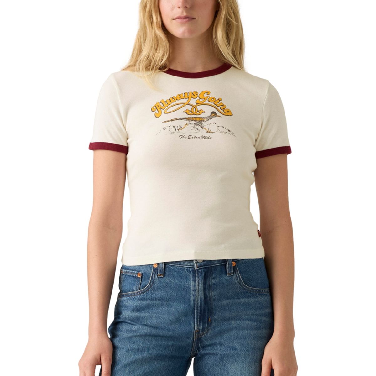 LEVIS - Polera Mujer Graphic Ringer Rickie Blanco Levis