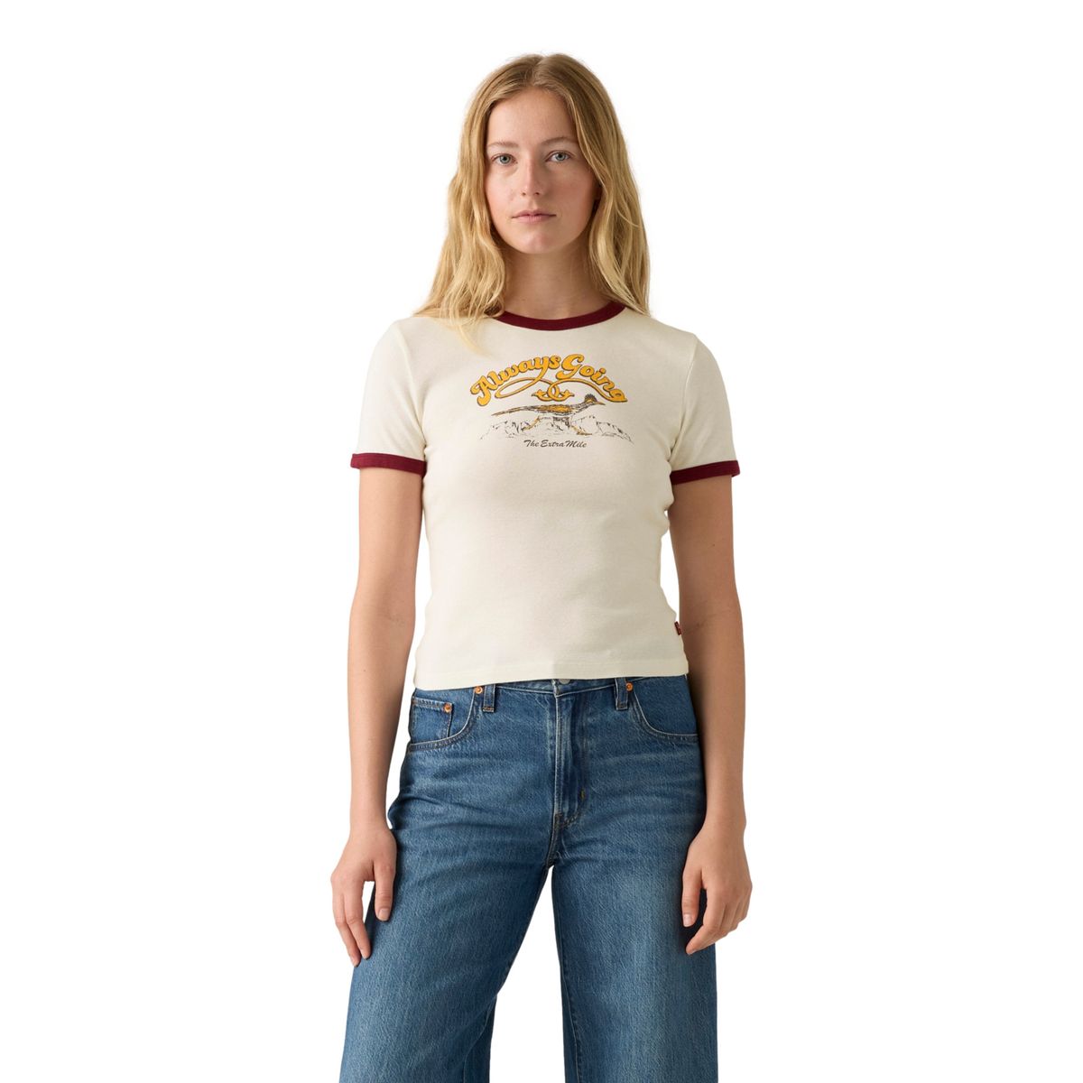 LEVIS - Polera Mujer Graphic Ringer Rickie Blanco Levis