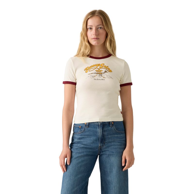 LEVIS - Polera Mujer Graphic Ringer Rickie Blanco Levis
