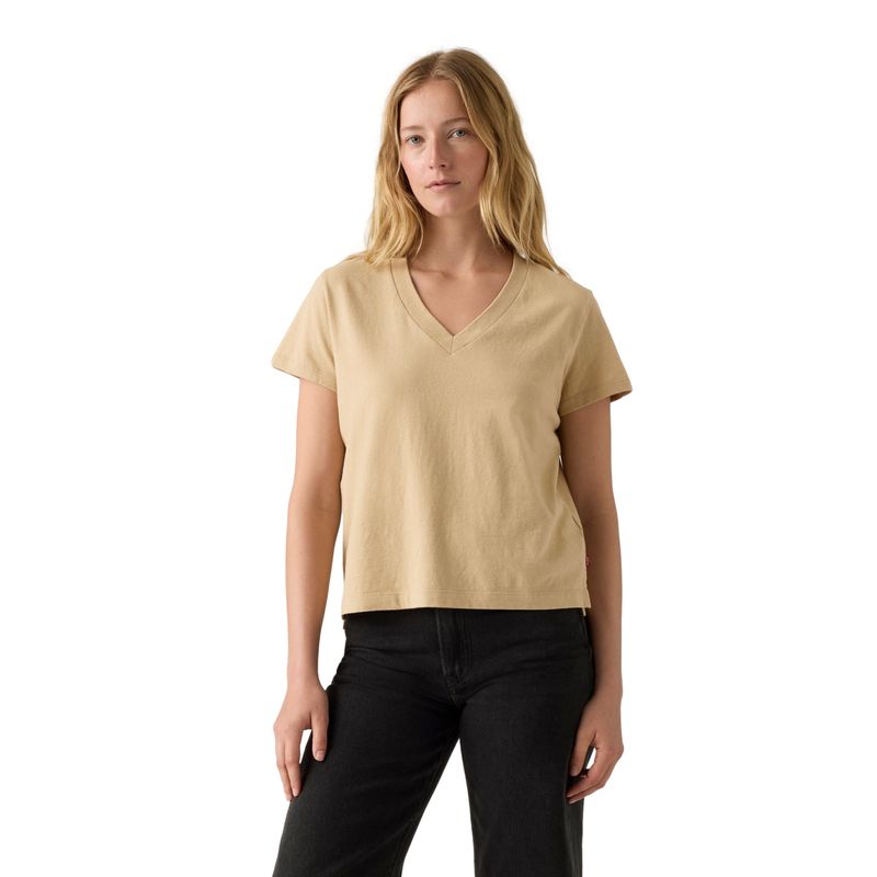 LEVIS - Polera Mujer Boxy Vneck Tee Café Levis