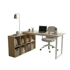 DETODOYMAS - Escritorio en L con organizador 140x120x75cm Chic Home - Café