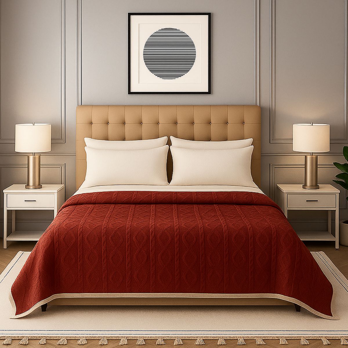 ARMONIA - Manta polar Sherpa 160x220 diseño geométrico hogar moderno